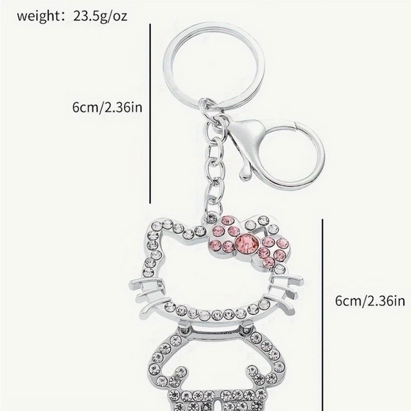 -SOLD-Hello Kitty Sparkling Rhinestone Bag Charm/Key Chain - Picture 3 of 3